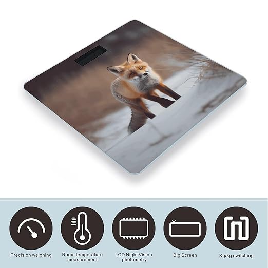 Cute Fox Bathroom Scale Weight Scale for Body WeightHighly Accurate Digital Weighing Machine Clear LED Display Digital Bathroom Body Scale 400lb/182kg