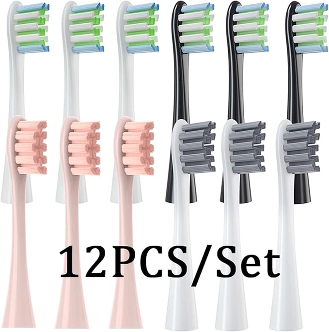 12PCS Replacement Brush HeadsCompatibility for Oclean X/X PRO/ Z1/ F1/ One/Air 2 /SE Toothbrush(12pcs Pink)
