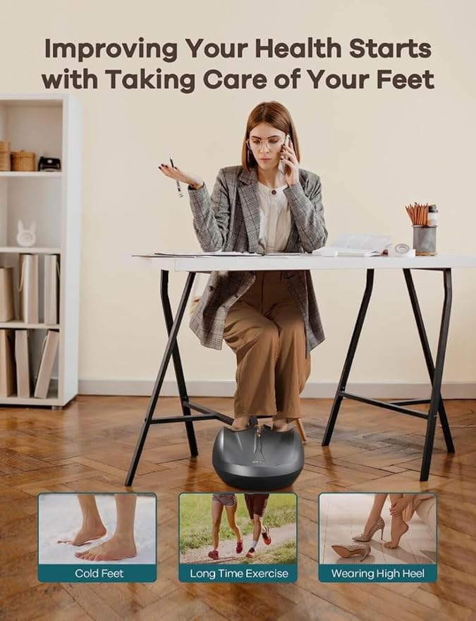 WELOV Foot Massager Machine with Deep-Kneading with 5 Level Foot Massager for Neuropathy Compression Shiatsu Heat for Plantar Fasciitis Fits Feet Up to Size 12 Suitable for Christmas Gifts