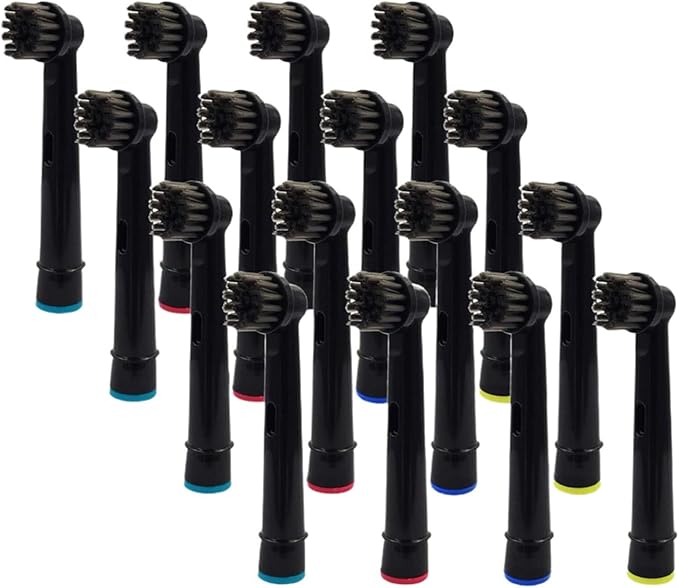 Black Bamboo Charcoal Brush Heads Compatible for Oral B Electric Toothbrush Advance Power/Pro Health/Triumph/3D Excel/Vitality Precision(4pcs Black)