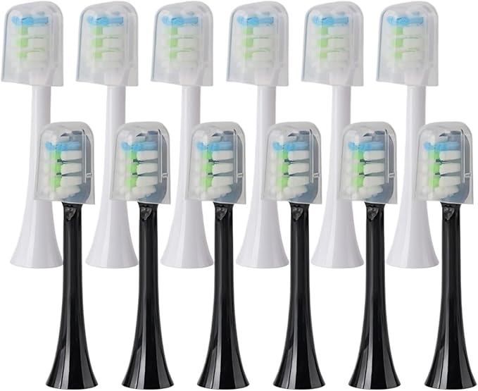 Replacement Brush HeadsCompatible for SOOCAS X3U/X3Pro/X5/V1/D2/D3 12pcs Bristle Electric Toothbrush Dupont Sealed Packed(SHUSHI-WH6BK6)