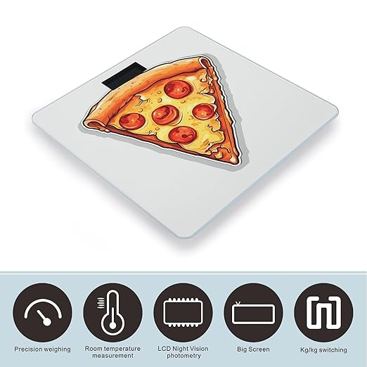 Cartoon Pizza Scale for Body Weight Accurate Digital Bathroom Scale Toughened Glass High Precision Scales Smart Weight Scales with Large LCD Backlight Display Weighing Machine