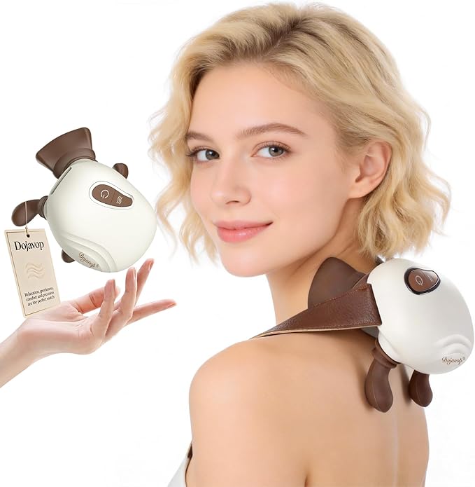 Neck Massager with Heat Lymphatic Drainage Shoulder Hand Massager for Pain Relief Deep Tissue Bionic Relaxation Shiatsu Neck and Back Massager with Fingers Portable Masajeador De Espalda Y Cuello
