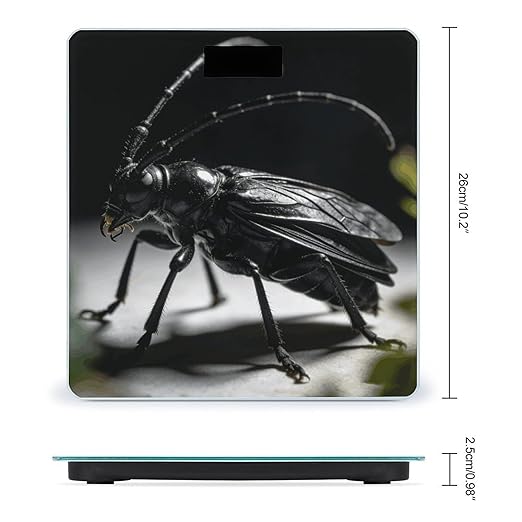 Insect-Black Weight ScaleClear LED Display Bathroom Digital Weighing ScaleTempered Glass Digital Bathroom Scale for Body Weight Capacity Up to 400 Lbs