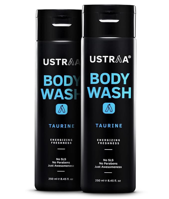 Ustraa Body Wash - Taurine - 6.76 oz - Set of 2 - Menthol cooling Energizing freshness &amp no post-shower dryness intense foaming without sulphates