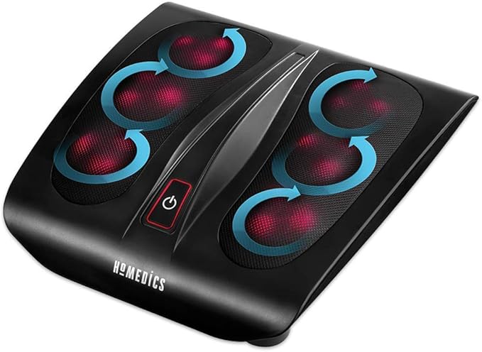 HoMedics Triple Action Shiatsu Foot Massager with Heat | Deep-Kneading Rotating Heads &amp Soothing Heat | Large Design Breathable Fabric &amp Toe Controls Black