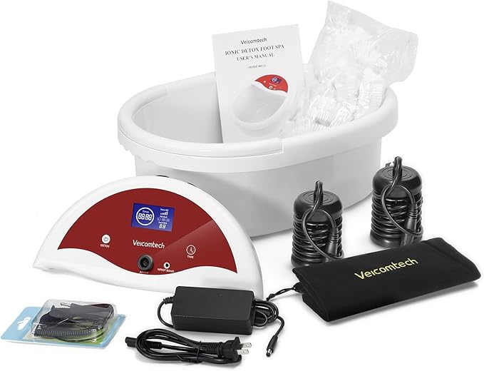 Ionic Foot Bath Detox Machine Foot Detox Machine Ionic Foot Spa Kit with 10 Ginger Tablets 2 Arrays 25 Tub Liners for Home use or Salon