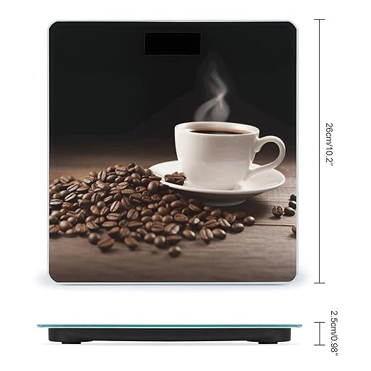Coffee Cup and Coffee Bean Bathroom Scale Weight Scale for Body WeightHighly Accurate Digital Weighing Machine Clear LED Display Digital Bathroom Body Scale 400lb/182kg