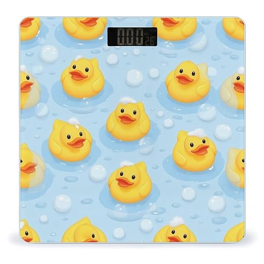 Smart Scale for Body Weight Automatic Switch Digital Bathroom Weighing Scale Yellow Rubber Ducks Bubbles White