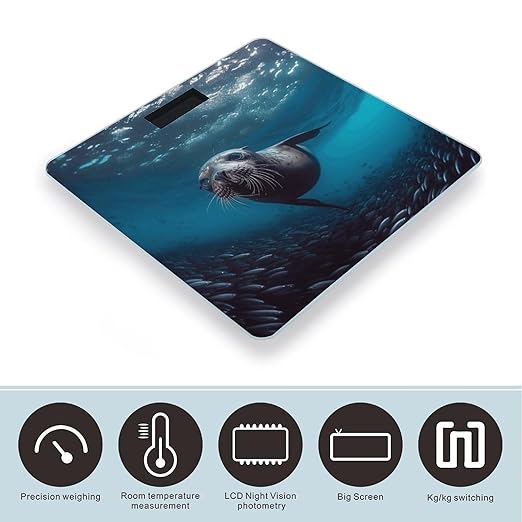 Underwater Sea Lion Smart Scale for Body Weight Accurate Bathroom Scale with LED Display Digital Weight Scales Weighing Machine High Precision Scales for Bath Home