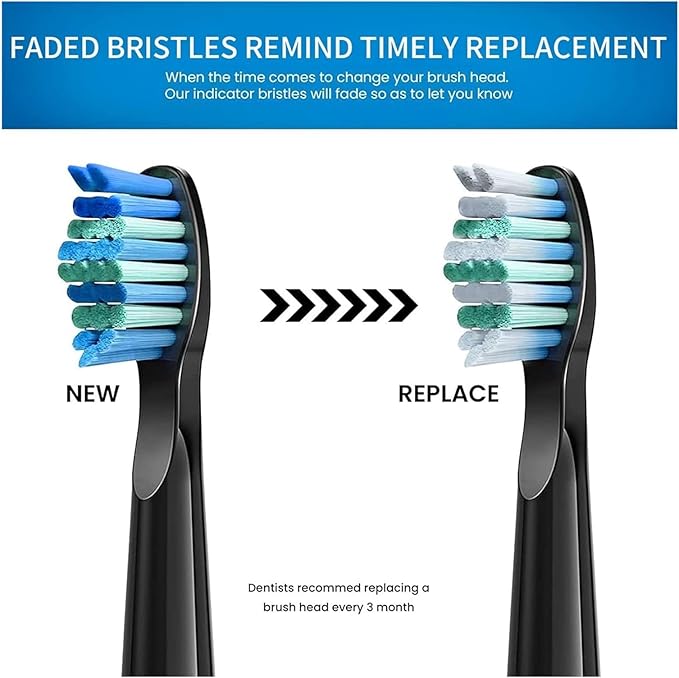 Electric Toothbrush Replacement Heads Compatible for SG910/507/958/515/949/575/55116pcs(16pcs Black)