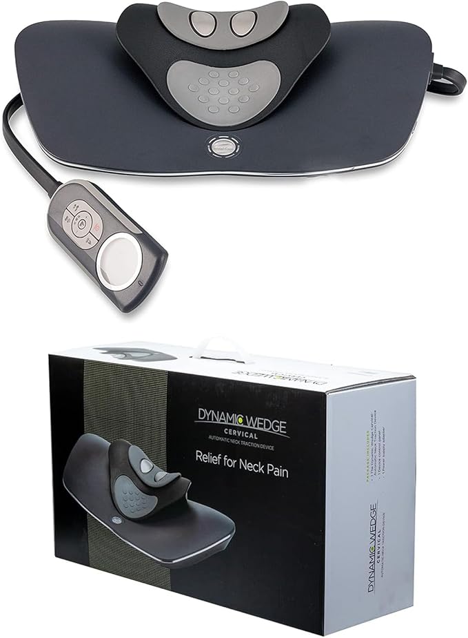 Neck Traction with Heat Therapy by Dynamic Wedge Cervical - Automatic Device Multi-Function Programs Adjustable Temperature - Neck Pain Relief Stretcher