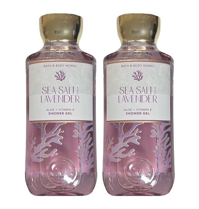 Bath and Body Works Shower Gel Gift Sets For Women 10 Oz 2 Pack (Sea Salt and Lavender)