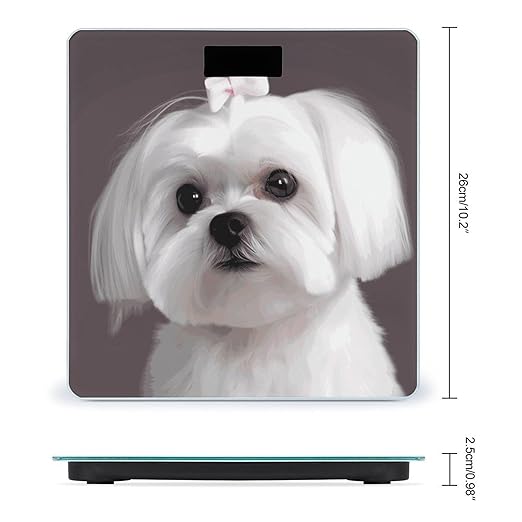 Lovely Maltese Dog Weight Scale Large Bathroom Scales Digital Weight with Bright LED Display Non Slip Automatic Weighing Scale Fashion Weighing Machine for Body