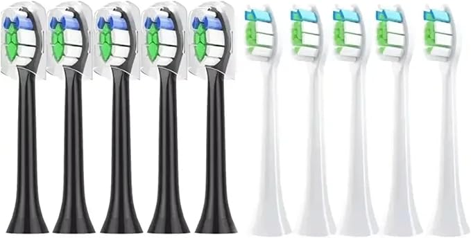 10PCS Brush HeadsCompatible for Philips H X3/6/8/9 Series Electric Toothbrush Vacuum Sealed Packaged Replacement Toothbrushes(10PCS-W2-black)