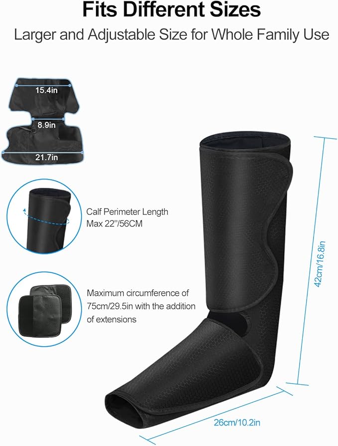 Air Compression Leg Massager with Heat Leg Massager Simulates Kneading and Stroking of Tissues by Using an Inflatable Garment Gifts for Women Men (Black)