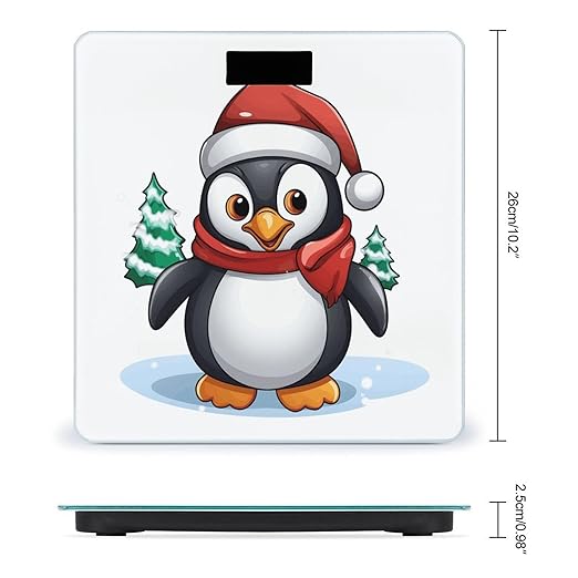 Christmas Penguin Bathroom Scale for Body Weight 400 Lb Weight Scale with High Precision Sensors Tempered Glass Highly Accurate Digital Weighing Machine for People