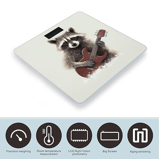 Funny Raccoon Bathroom Scale Rounded Smart Scale for Body Weight Automatic Power On/Off Weight Scales Accurate Bathroom Digital Scales for Pet Home Bedroom Kitchen