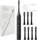 Generic Electric Toothbrush with 8 Brush Heads &amp 6-Speed Rechargeable Electric Powered Toothbrush for Adults Smart Powerful Electric Toothbrush Black