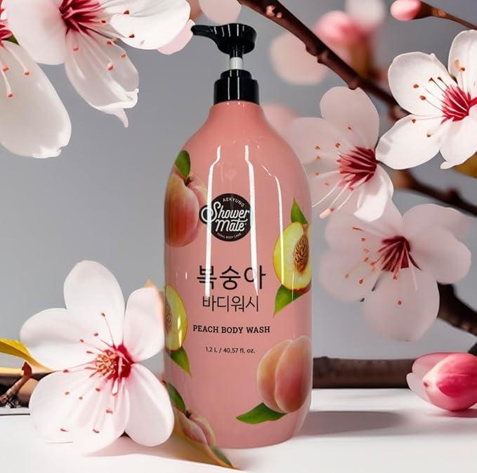 Shower Mate Peach Body Wash Pink 40.57 fl oz Fruit-Scented Bath and Shower Gel 1.2L