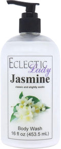 Eclectic Lady Liquid Pearl Body Wash - Jasmine Scent 3-in-1 Use For Bubble Bath Hand Soap &amp Body Wash Phthalate-Free Jasmine Fragrance Handcrafted in USA (16 oz)