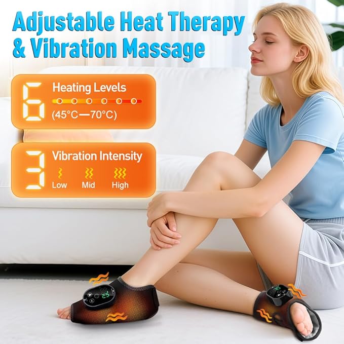2-Pack Cordless Foot Massager for Neuropathy Foot and Ankle Massager Ankle Heating Pad with Massage 6 Heat Levels &amp 3 Massage Modes with Timer (Black)