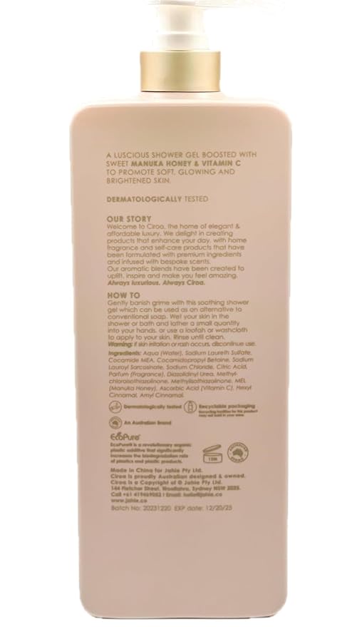 Ciroa Shower Gel Glow With Manuka Honey &amp Vitamin C 33.8 oz