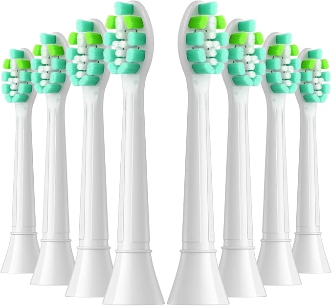 8pcs Replacement Toothbrush Heads Compatible with Phips Electric Brush Head 4100 6500 6100(White 8pcs Green-White)