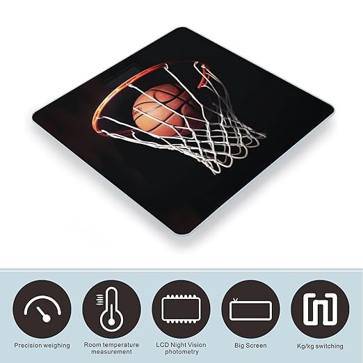 Digital Bathroom Scale for Body Weight Scale with Bright LCD Display High Accuracy Step-On Technology Auto On/Off Basketball Digital Scales 400 Lbs /180kg