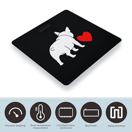Automatic Switch Digital Bathroom Weighing Scale Smart Scale for Body Weight Funny French Bulldog Puppy Dog