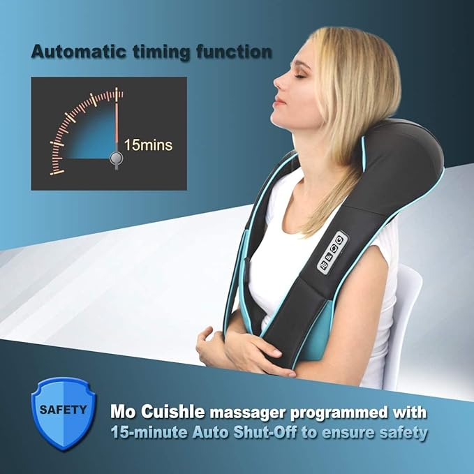 GaRcan Neck- Shiatsu Shoulder Massager - Electric Deep Kneading Massage with Heat for Muscle Relief Tired Back Neck Shoulder &amp Legs