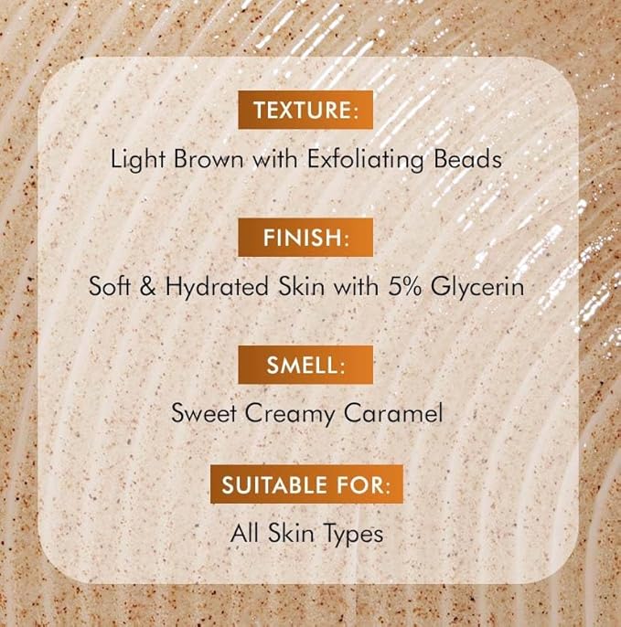 Mcafeine Exfoliating Caramel Crunch Body Wash Refreshing Shower Gel with Natural Scrub 300 ml