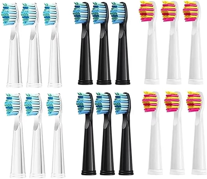 3/5/10 PcsCompatible for Fairywill Replacement Toothbrush Heads ForCompatible for FW-507/508/551/515/917/959/2011FW-D1/D3/D7/D8 Electric(3 pcs Black)