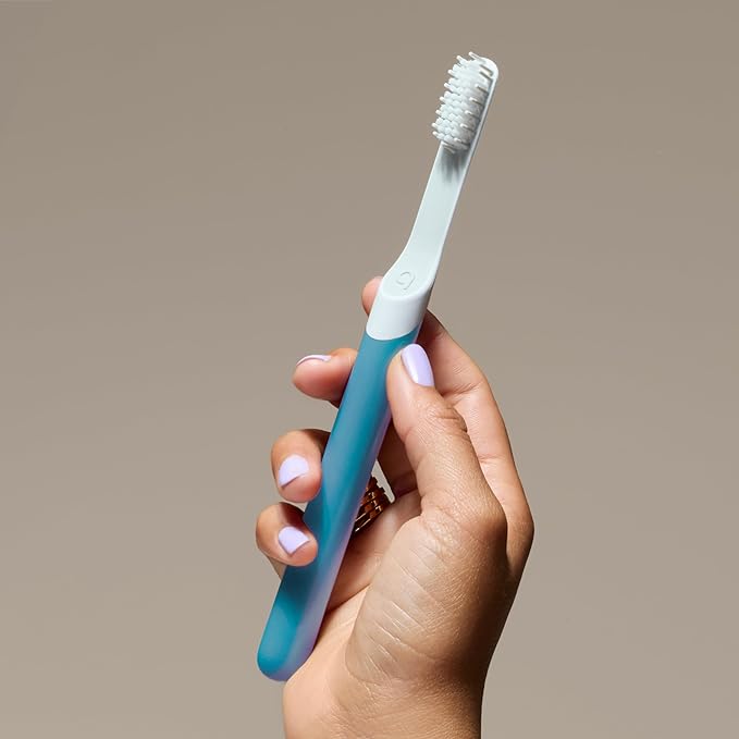 Quip Sonic Electric Toothbrush for Adults - Time Travel &amp Soft Bristles with Travel Case &amp Replacement Brush Head - 3 Month Battery Life Plastic Handle - Marine Blue
