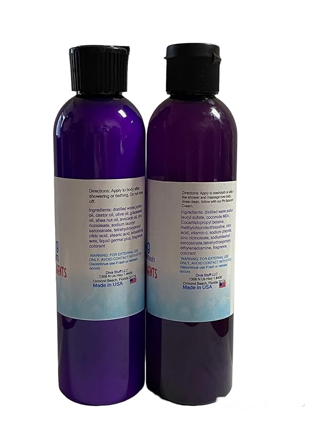 Diva Stuff Ph Balancing Gel Wash and Moisturizer Set Rosemary Mint Scent 2 Bottles 1 of each