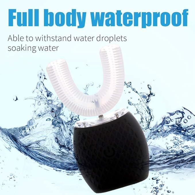 Ultrasonic Automatic Toothbrush Auto Toothbrush for Adult 360° Sonic Toothbrush Waterproof Rechargeable Electric Ultrasonic Toothbrush Teeth whitening Brush for Home and Travel Use (Black)