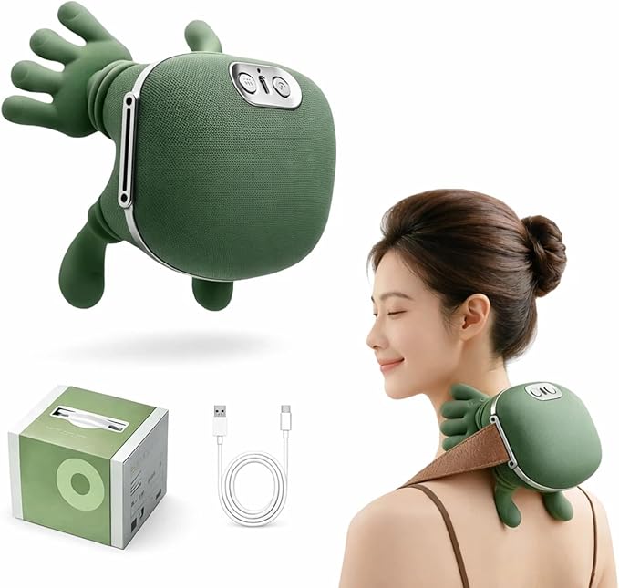 Cordless Neck Massager with Heat 4D Bionic Shiatsu Neck and Shoulder Massager with Real Hand Kneading Deep Tissue Back Massager for Home Office Travel Gifts for Women Men(Green)