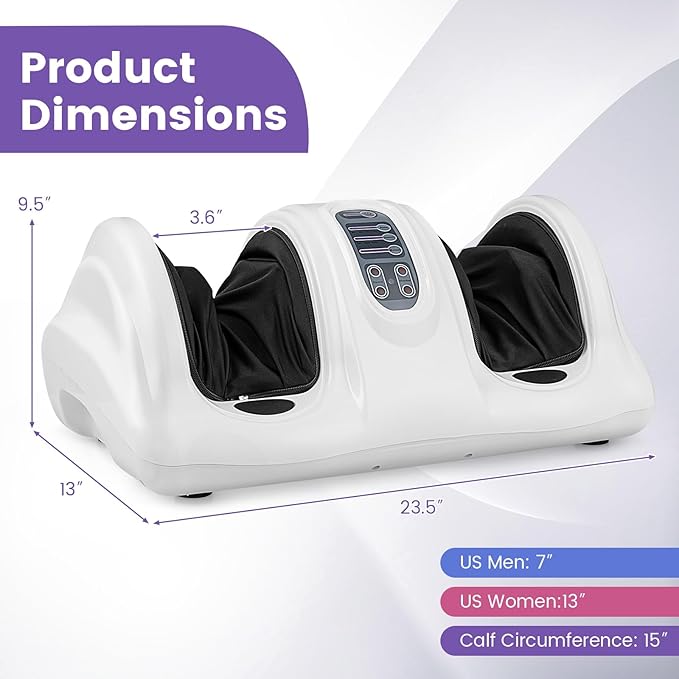 KOTEK Foot Massager Machine Shiatsu Foot and Calf Massager with 3 Massage Modes Remote Control Electric Deep Kneading Rolling Scraping Massage for Leg/Arm/Ankle Increase Blood Circulation (White)