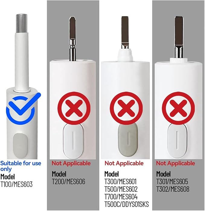 Adaptive Electric Toothbrush Head Compatible for Sonic T100 Replacement Brush MES603 Soft Bristle Universal(T100-WH-6Pcs)