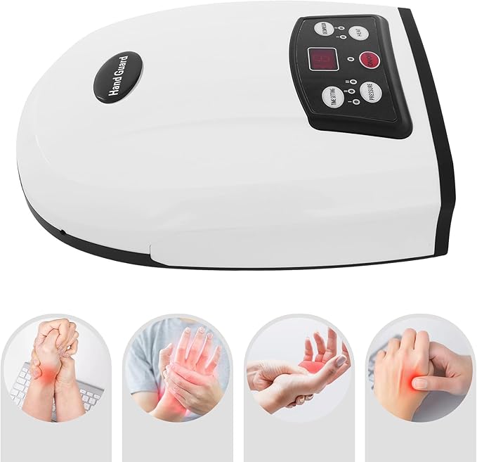 Hand Massager Hand Massager with Multiple Modes Practical Hand MassagerRechargeable Shiatsu Massage Machine with Heat for Finger Numbness Ideal Gifts for Women Men (White)