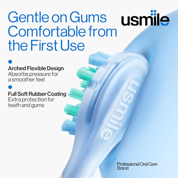 usmile P10S Sonic Electric Toothbrush – 3 Modes Deep Clean &amp Whitening 180-Day Battery Life Cushioned Gum-Care Brush Head for Sensitive Teeth Smart Timer 2 Brush Heads (White)
