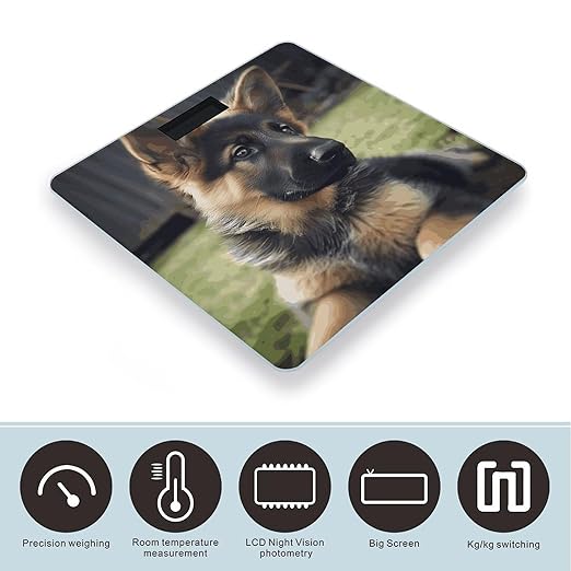 Digital Bathroom Scale for Body Weight Scale with Bright LCD Display High Accuracy Step-On Technology Auto On/Off German Shepherd Puppy Digital Scales 400 Lbs /180kg