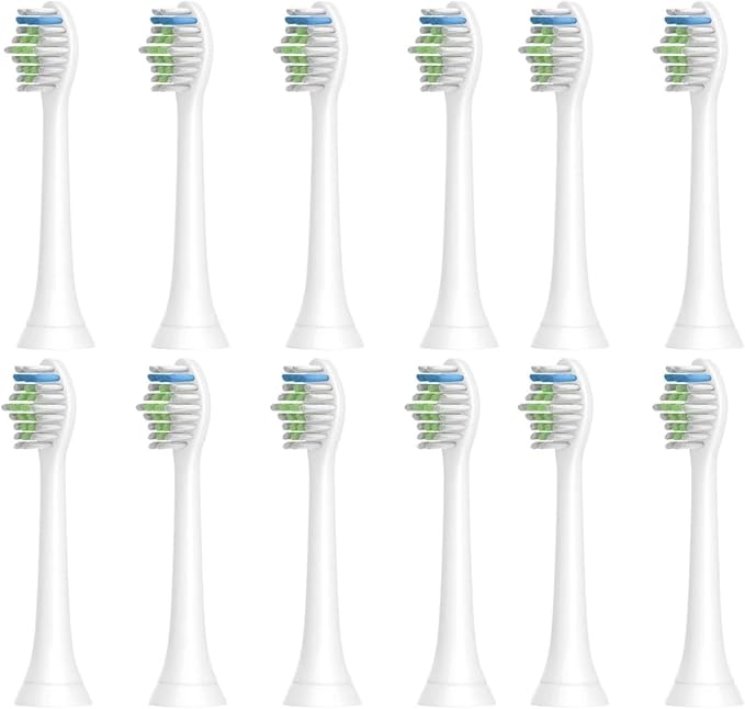 HX6064 Electric Toothbrush Heads Compatible for H-X6950/H-X6780/H-X6930/H-X3110/H-X9350 Bristle Replacement Brush White(12pcs)