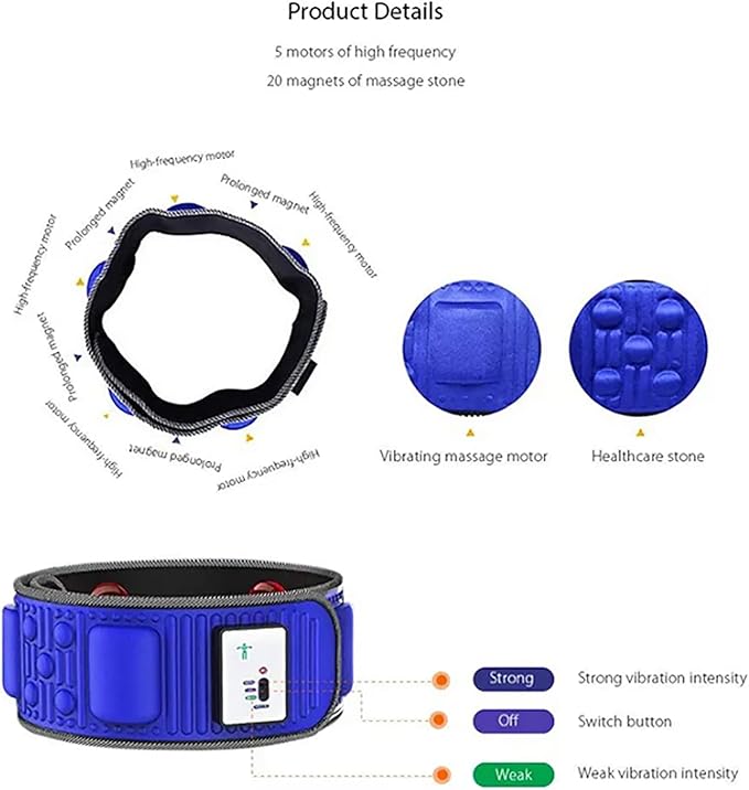 Automatic Abdominal Massager Body Vibrating Slimming Belt Belly Muscle Waist Trainer Massager with 2 Gear Speed Adjustable for Abdominal Back Neck and Legs Pain Relief