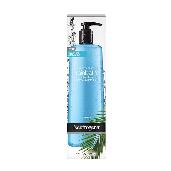 Neutrogena Rainbath Replenishing and Cleansing Shower and Bath Gel Moisturizing Body Wash and Shaving Gel with Clean Rinsing Lather Ocean Mist Scent 32 fl. oz (Pack of 2)