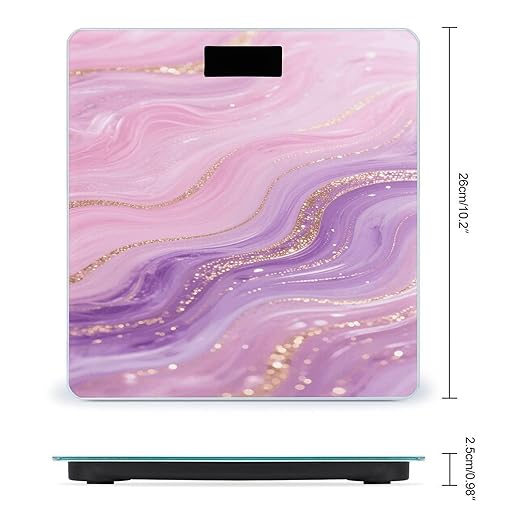 Pink Purple Marble Bathroom Scale for Body Weight LCD Display Digital Bathroom Scale Tempered Glass Bathroom Weight Scales Fashion Smart Scales for Home Bedroom 400 Lb