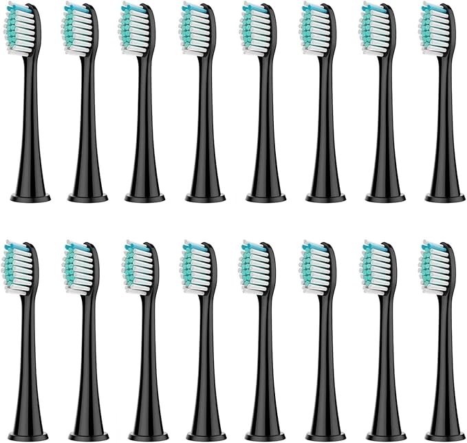 Replacement Brush Heads Compatible for HX3/HX6/HX9 Series Electric Toothbrush HX6064(16Pcs Black)