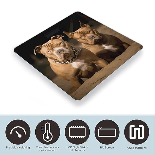 Pitbull Dogs Scale for Body Weight Accurate Digital Bathroom Scale Toughened Glass High Precision Scales Smart Weight Scales with Large LCD Backlight Display Weighing Machine