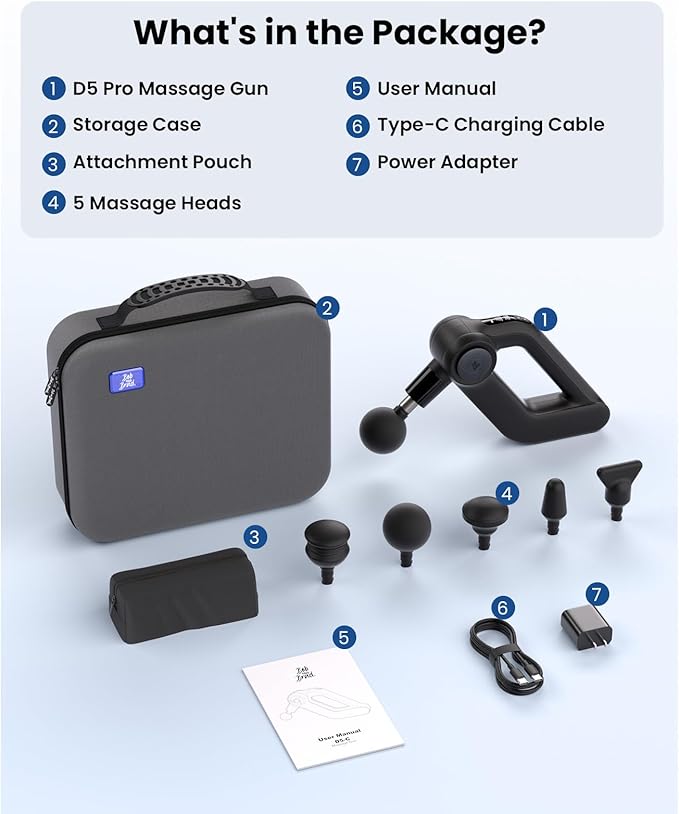 BOB AND BRAD D5 Pro Massage Gun with 13mm Amplitude FSA-HSA Eligible Professional Deep Tissue Percussion Massage Gun Ergonomic D-Handle for Effortless Muscle Pain Relief Adapter Included