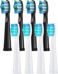4 Pcs Replacement Brush Heads Compatible for Toothbrush Head Bristle Refill Tooth Clean(4white4black)